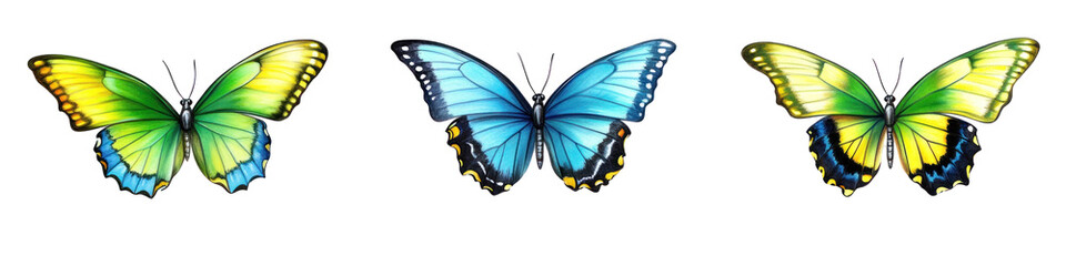 Obraz premium A blue butterfly Isolated on a transparent png 