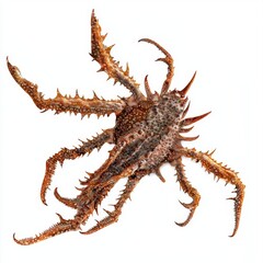 Spiny Crab with Unique Patterns and Textures Against a White Background