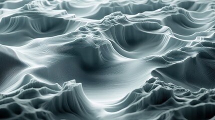 Obraz premium Abstract grayscale 3D landscape, undulating hills, digital background, website texture