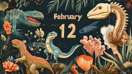 Vintage Dinosaur Illustration for Darwin Day