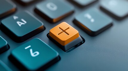 Close Up Of An Orange Plus Sign Key On A Dark Keyboard