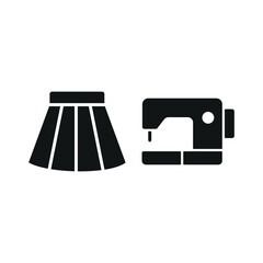 Sewing machine and skirt set tailor and fashion icon featuring a stylish and modern look, ideal for tailor shops, textile businesses, and garment-related visuals.