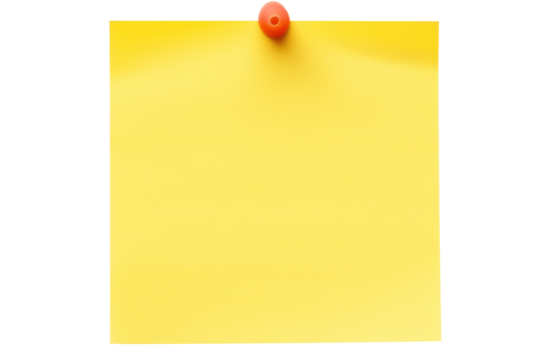 yellow sticky note with push pin