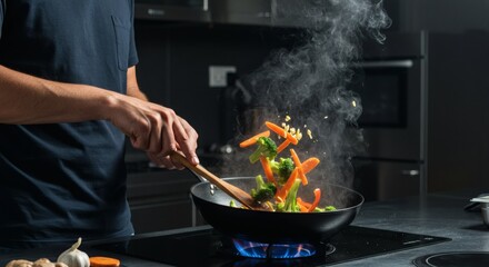 Stir-fried Vegetables Cooking Delicious Recipe in Wok