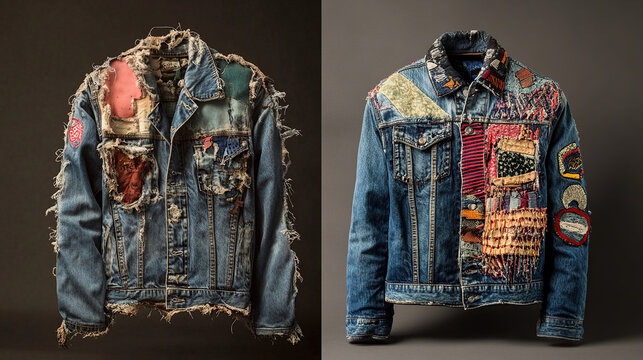 Contrasting Denim Jackets: Vintage and Patchwork Styles