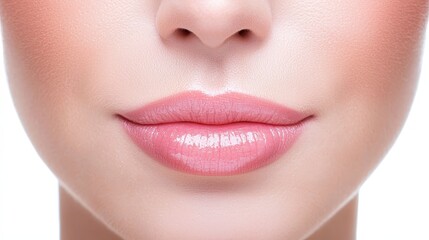 Fototapeta premium Close Up Of Woman's Lips With Shimmery Makeup