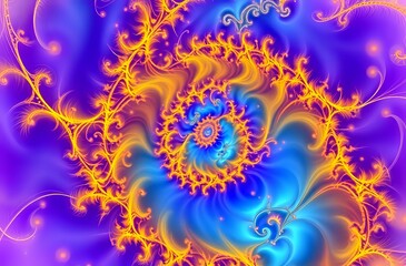 Mesmerizing Spiral Odyssey - Vibrant Abstract Fractal Art