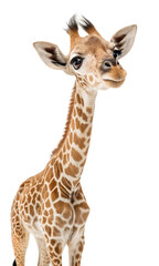Obraz premium Portrait of a Baby Giraffe, Isolated on Transparent Background. PNG