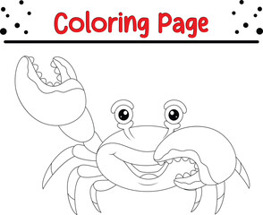 happy crab coloring book page. Sea animal coloring page