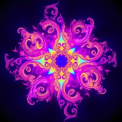 Vibrant Neon Flower: Futuristic Abstract Wallpaper