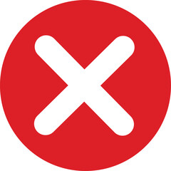 Fototapeta premium flat Red cross sign icon. Wrong mark. Red cross X symbol. Red grunge X icon. Cross brush sign isolated on white background.
