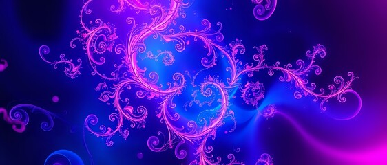 Mesmerizing Fractal Universe - Vibrant Purple Blue Abstract