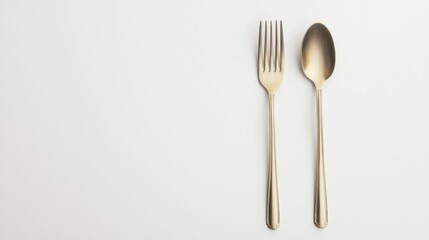 A fork and spoon elegantly placed on a clean, white surface, emphasizing minimalist design and tableware aesthetics.