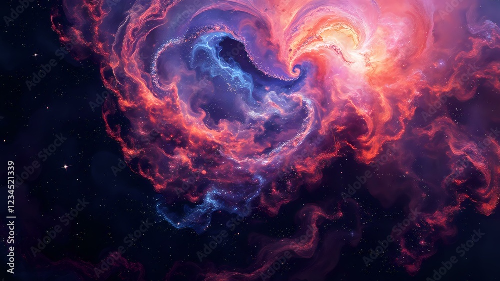 Wall mural cosmic galaxy explosion - vibrant swirling nebulae in deep space