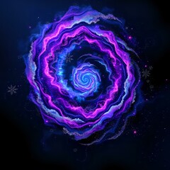 Cosmic Dreamscape: Vibrant Swirling Galaxy with Neon Nebulae
