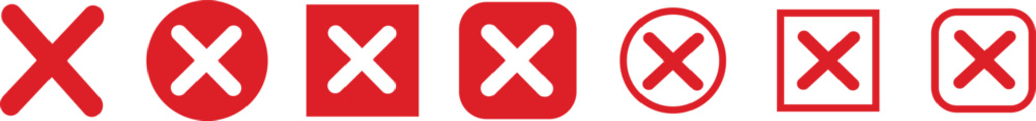 Obraz premium set of Red cross sign icon. Wrong mark collection. Red cross X symbol. Red grunge X icon. Cross brush sign 