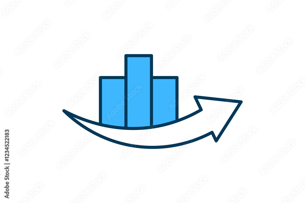 Poster graph with arrow icon. icon related to graph and seo . suitable for web site, app, user interfaces, 