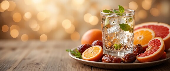 Refreshing Iftar Drink with Dates and Citrus Fruits