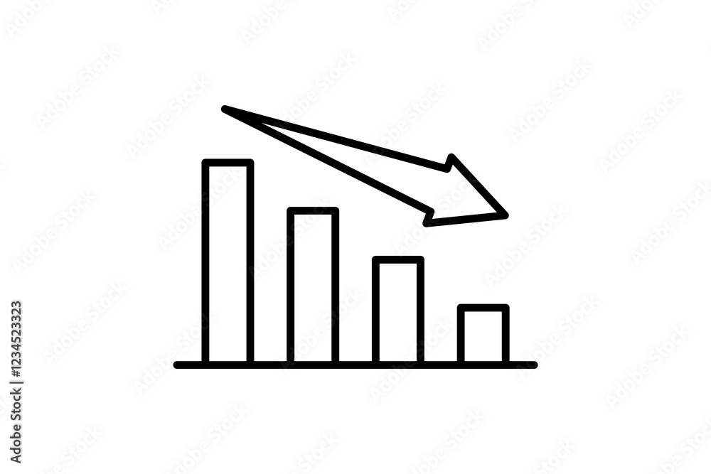 Poster down graph chart icon vector. icon related to graph and seo . suitable for web site, app, user inter