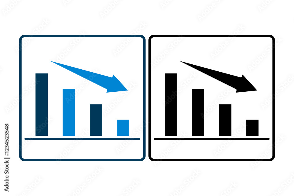 Poster down graph chart icon vector. icon related to graph and seo . suitable for web site, app, user inter