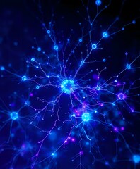 Futuristic Neural Network Visualization - Blue Circuitry Pattern