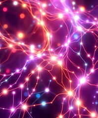 Fototapeta premium Abstract Neural Network with Glowing Purple Lines