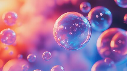 Colorful and Dreamy Soap Bubbles Floating in a Kaleidoscopic Background of Soft Pastels and Bright Hues, Creating a Magical and Whimsical Atmosphere