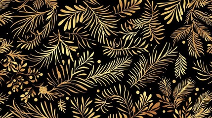 Gold Leaf Pattern on Black