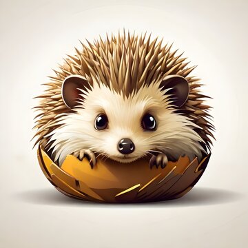 Isolated images of a hedgehog in a shell against a plain off-white background
