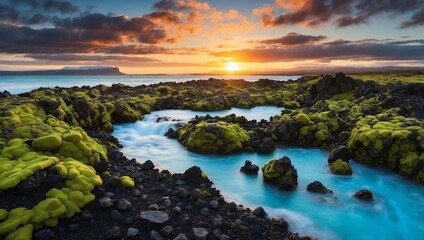 sunset over the river