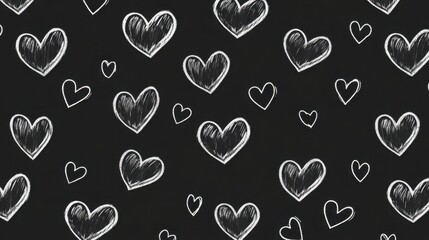 Chalk Hearts Seamless Pattern