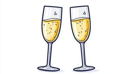 Two champagne glasses clinking, elegant romance,