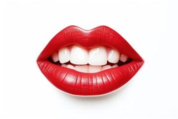 Obraz premium Mouth lipstick teeth white.