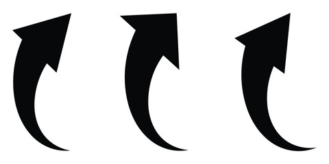 Arrow up icons. Set of curve rise increase arrows. Arrow icon for your web site design, logo, app, UI. arrow indicated the direction symbol. curved arrow sign. 