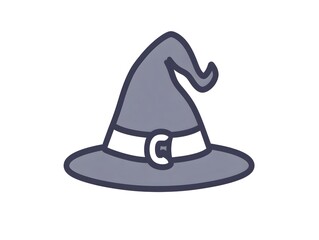 Grey Magical Magic Pointed Witch Hat Halloween wizard costume icon logo