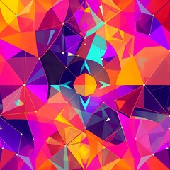 Obraz premium Vibrant Algorithmic Abstract: Geometric Explosion of Light