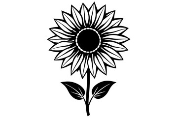 Fototapeta premium Elegant Black and White Sunflower Illustration