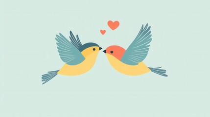 Obraz premium Love birds flying together, sweet and symbolic,