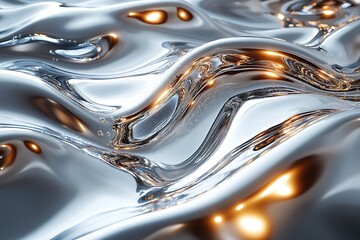 Abstract Silver Liquid Metal Surface Texture