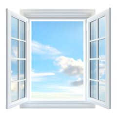 PNG Open Window Against Transparent Background for Interior Design, Home Decor, or Fresh Air and Light-Themed Projects
