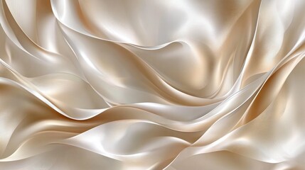 Obraz premium Beige silk fabric drapes, elegant folds, studio shot, background blur, textile design