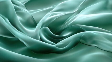 Obraz premium Teal silk fabric flowing, studio shot, elegant drape, background blur, textile design