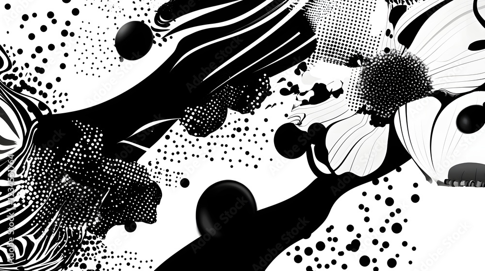 Aufkleber a striking abstract monochrome graphic featuring a dynamic flowing composition of organic shapes bol