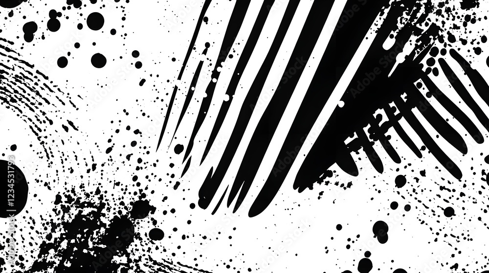 Aufkleber a striking abstract monochrome background with textured graphic paint splatter contrasting lines dyn