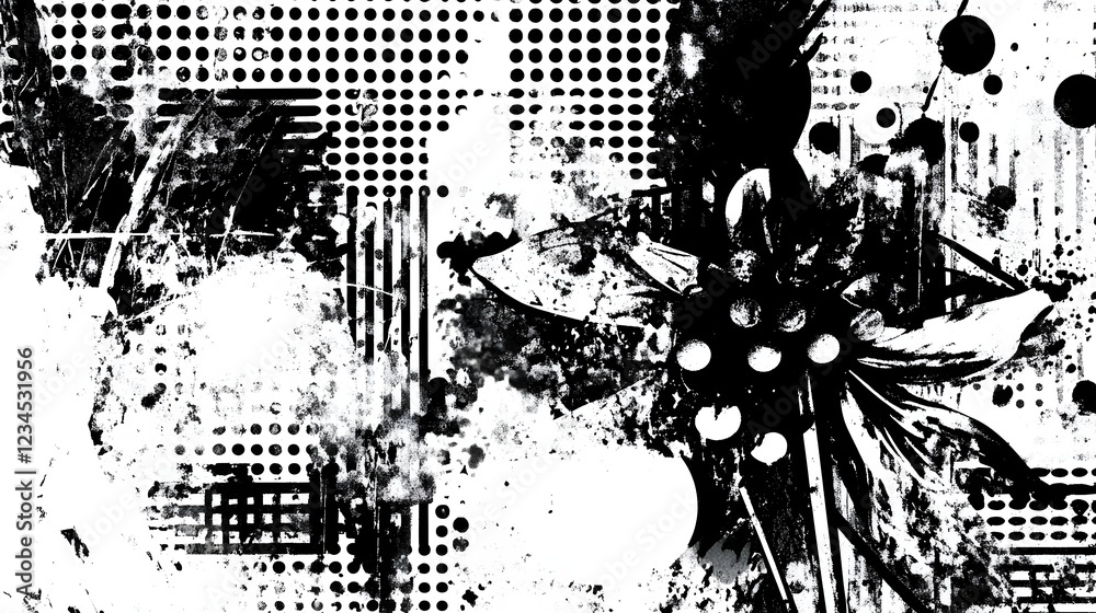 Leinwandbilder a striking and dynamic abstract digital artwork featuring a grungy textured background with bold geo