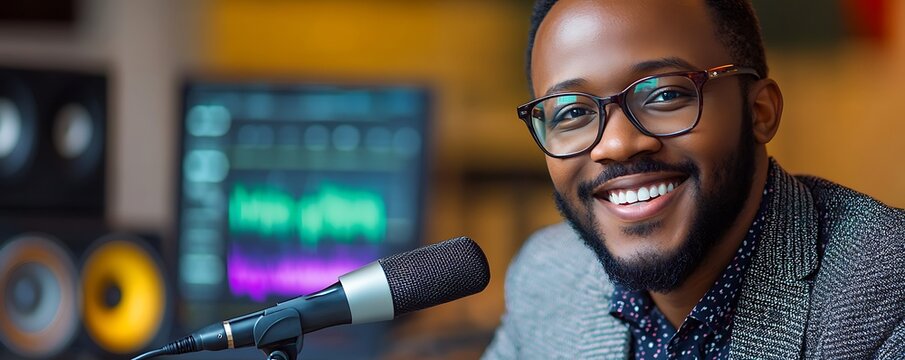 Dynamic podcast recording studio digital content modern environment