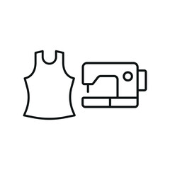 Sewing machine and tank top set tailor and fashion icon with a sleek and minimalistic design, perfect for fashion designers, clothing brands, and sewing projects.