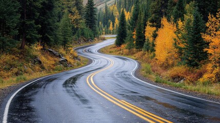 Fototapeta premium Road curve in woodland