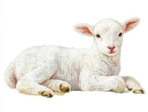 White lamb lying down