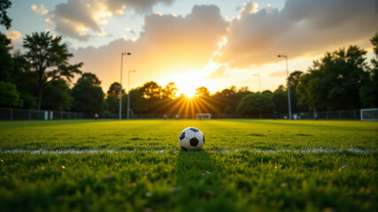 Sunset Over a Soccer Field